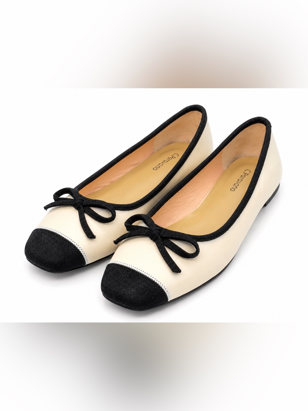 C.Paravano Cap Toe Ballet Flats Coquette Parisian Chic Quiet Luxury Bow Sz 6.5